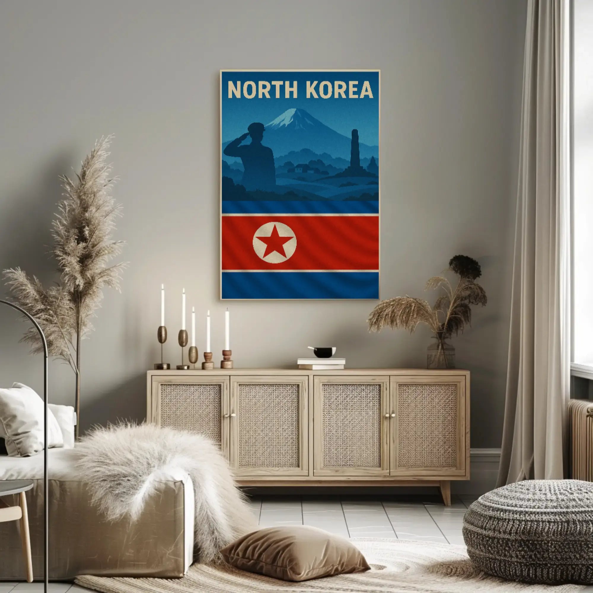 North Korean Nationalism Silhouette Art Propaganda Poster PosterGoat