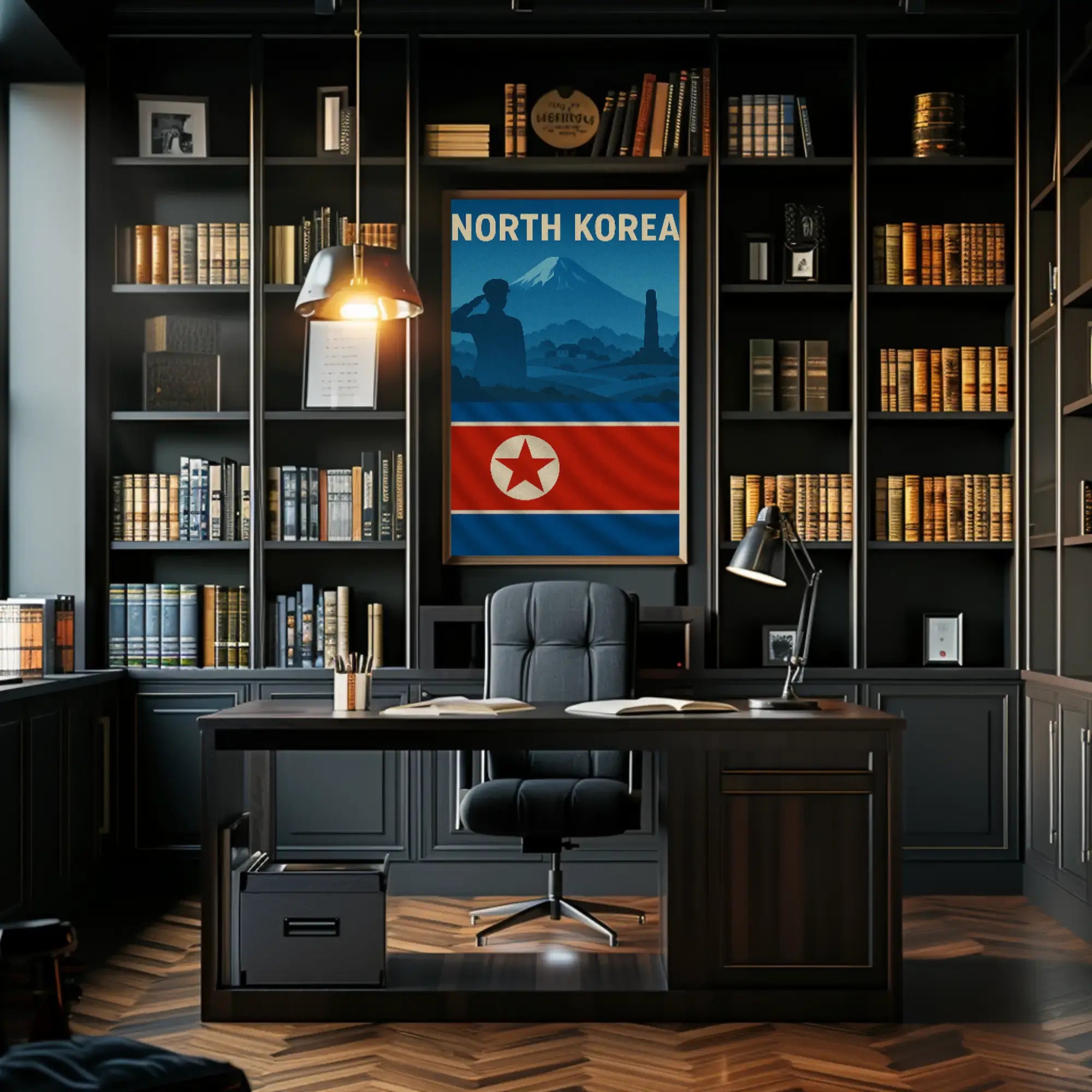North Korean Nationalism Silhouette Art Propaganda Poster PosterGoat