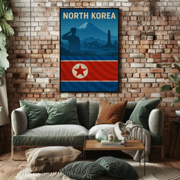 North Korean Nationalism Silhouette Art Propaganda Poster PosterGoat