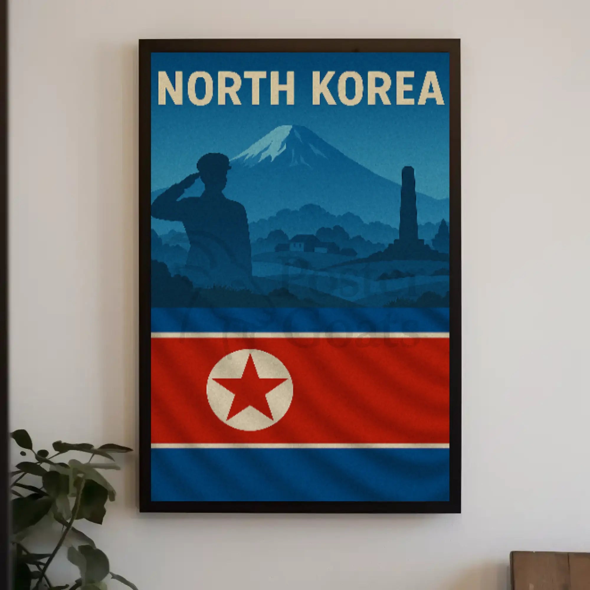 North Korean Nationalism Silhouette Art Propaganda Poster PosterGoat