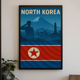 North Korean Nationalism Silhouette Art Propaganda Poster PosterGoat