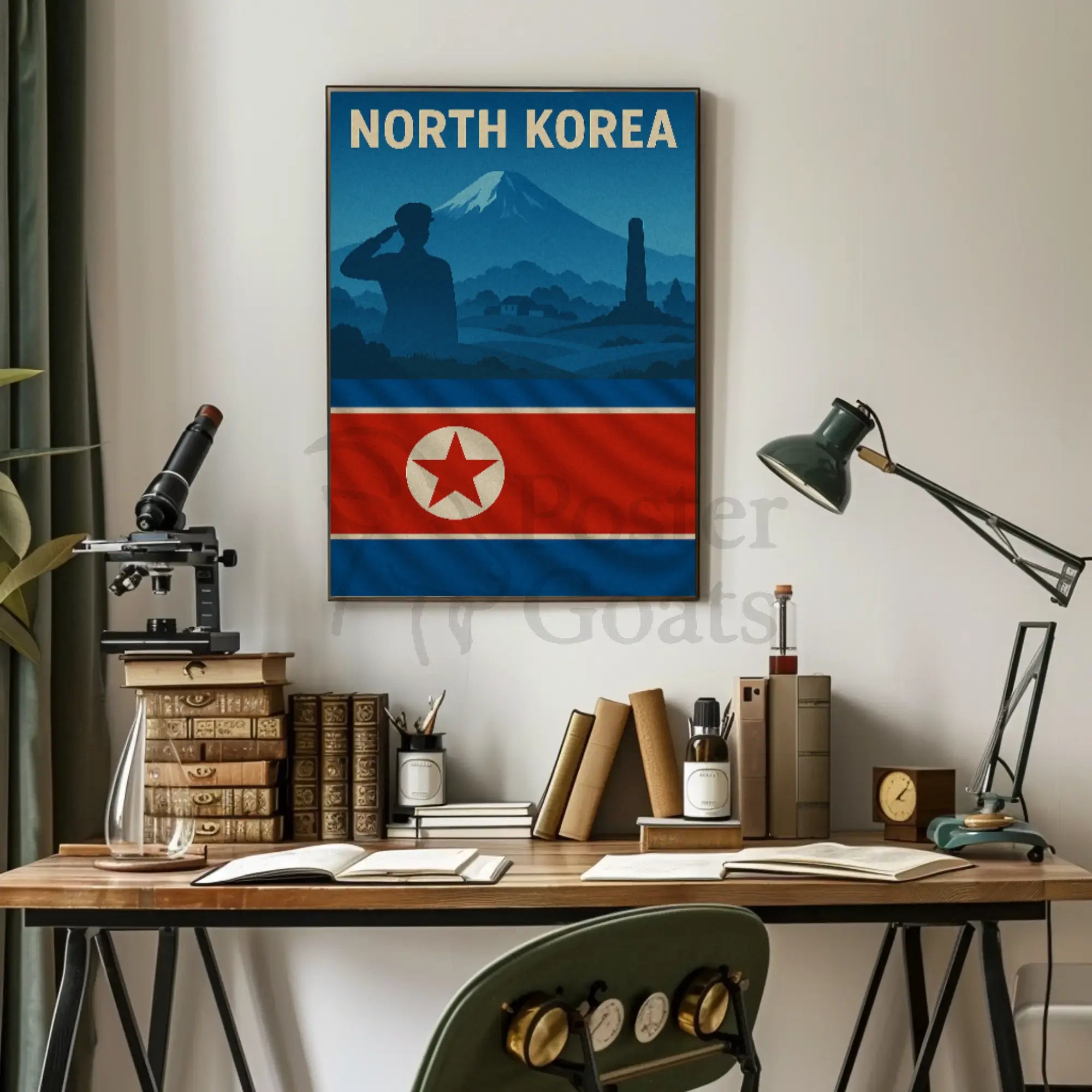 North Korean Nationalism Silhouette Art Propaganda Poster PosterGoat
