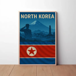 North Korean Nationalism Silhouette Art Propaganda Poster PosterGoat