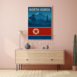 North Korean Nationalism Silhouette Art Propaganda Poster PosterGoat