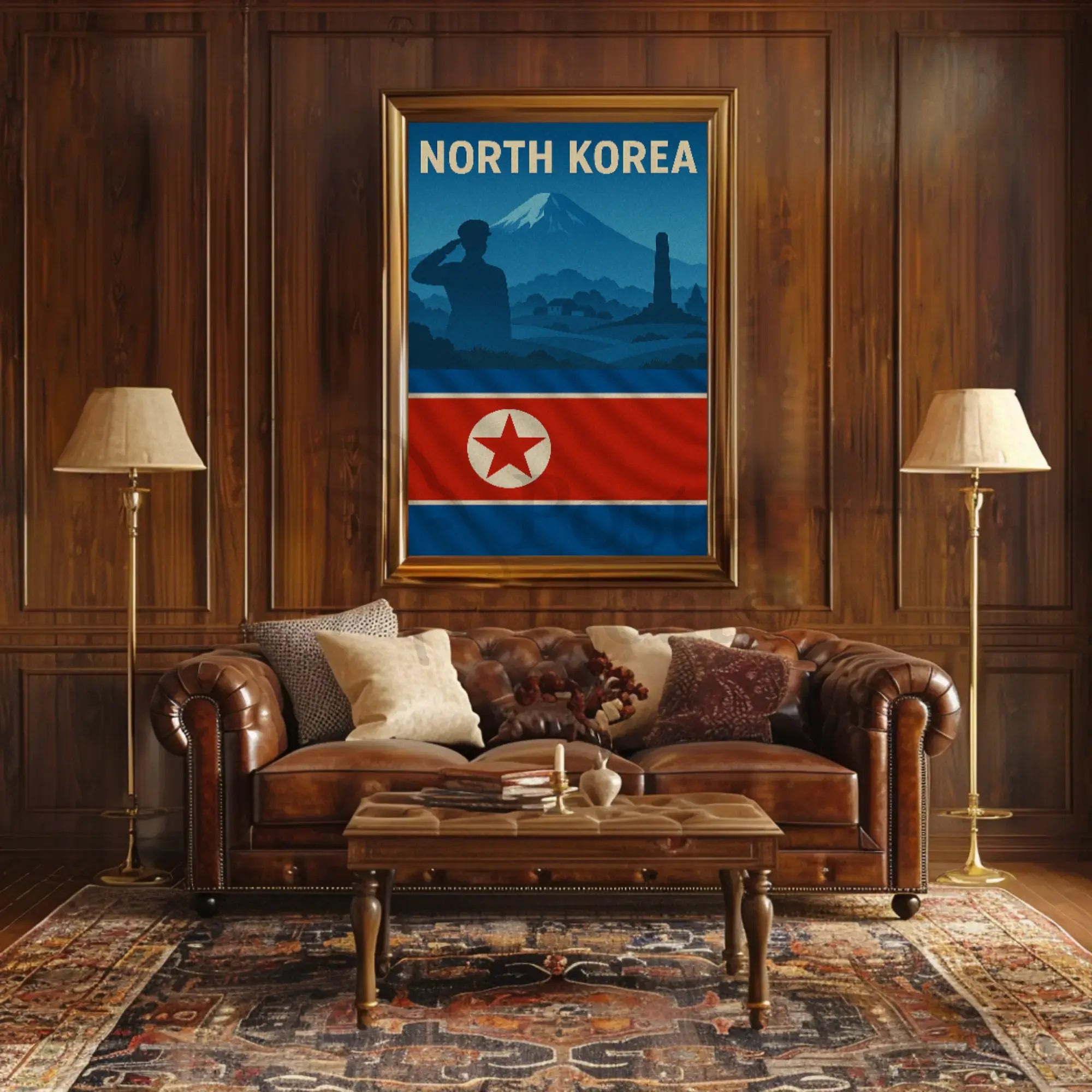 North Korean Nationalism Silhouette Art Propaganda Poster PosterGoat