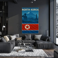 North Korean Nationalism Silhouette Art Propaganda Poster PosterGoat