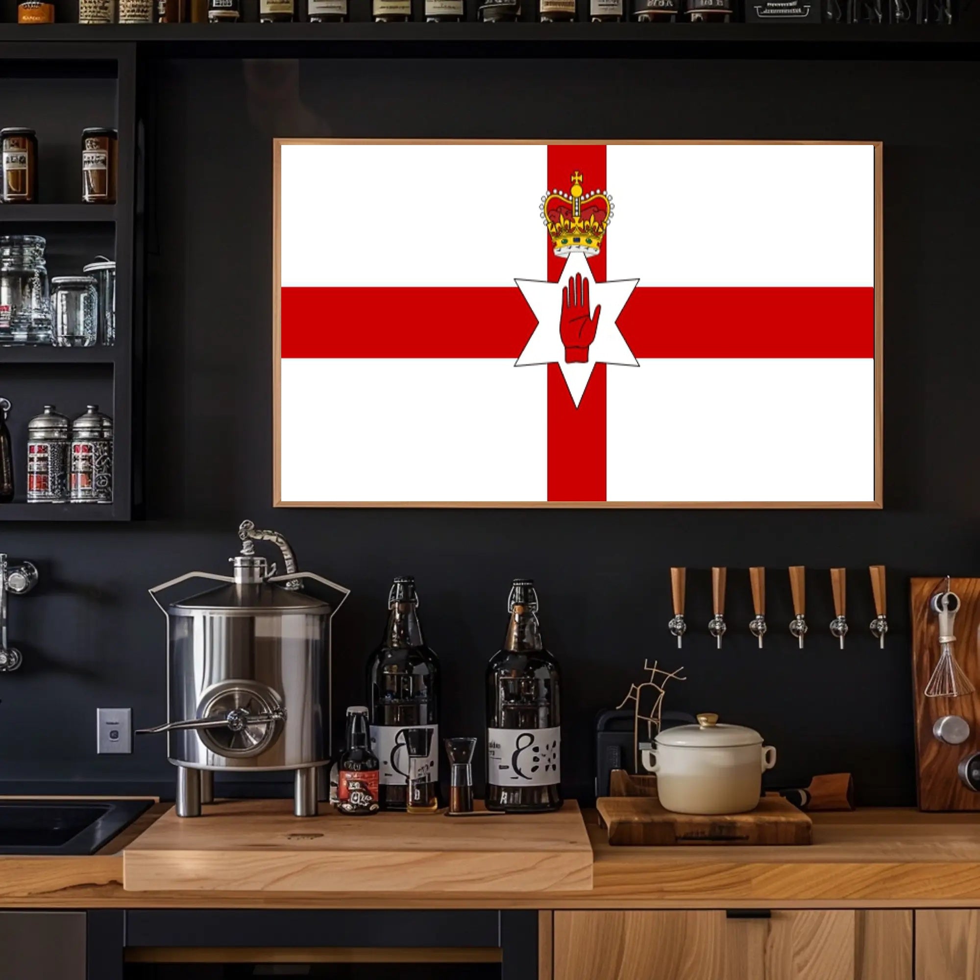 Northern Ireland Flag with Bold Heraldic Symbols - Country Flag Poster PosterGoat
