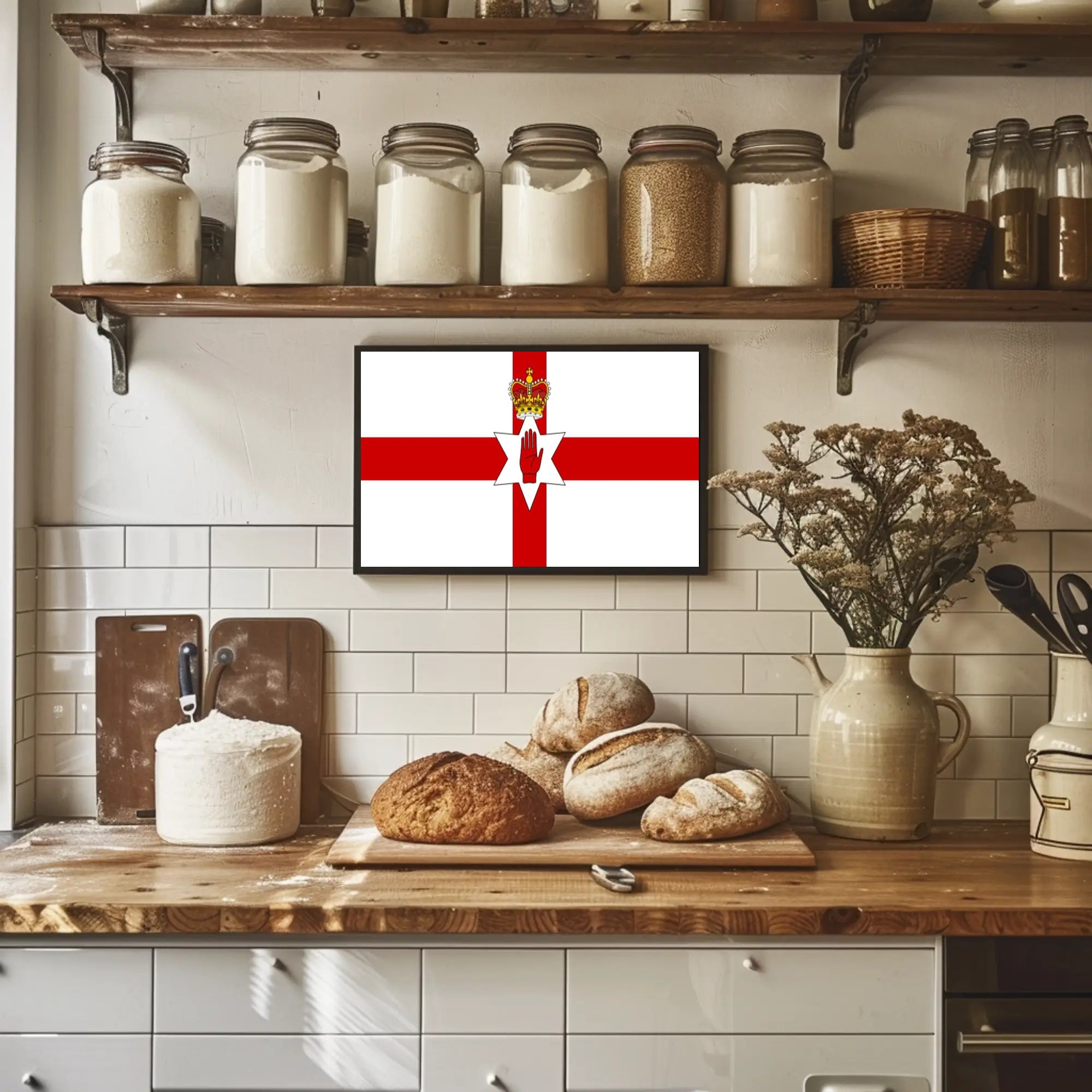 Northern Ireland Flag with Bold Heraldic Symbols - Country Flag Poster PosterGoat