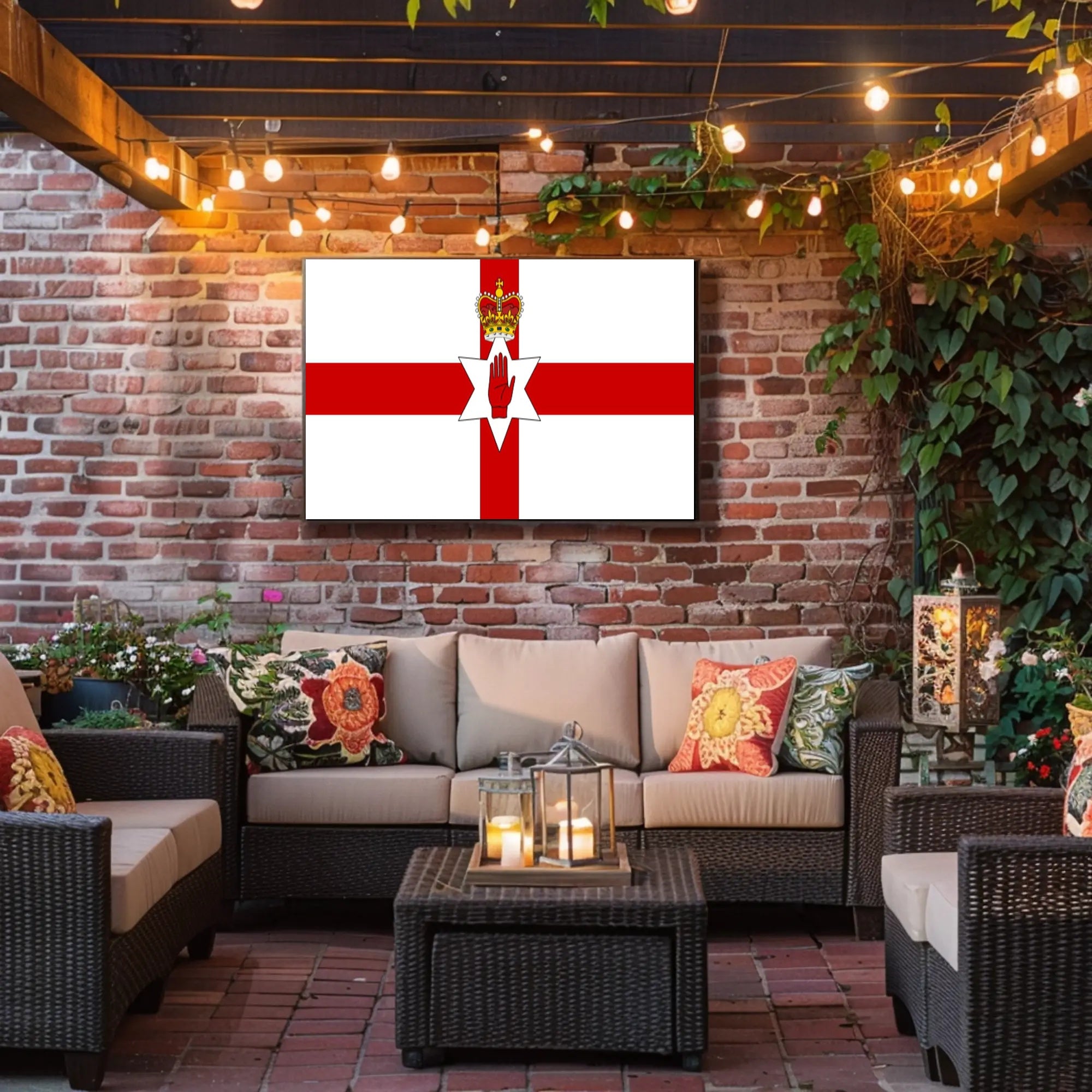 Northern Ireland Flag with Bold Heraldic Symbols - Country Flag Poster PosterGoat