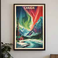Northern Lights Canadian Wilderness Vintage Travel Poster PosterGoat