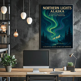 Northern Lights Poster A Celestial Dance Art PosterGoat