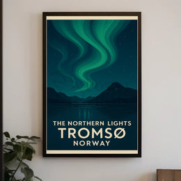 Northern Lights Tromsø Norway Minimalist Travel Poster PosterGoat