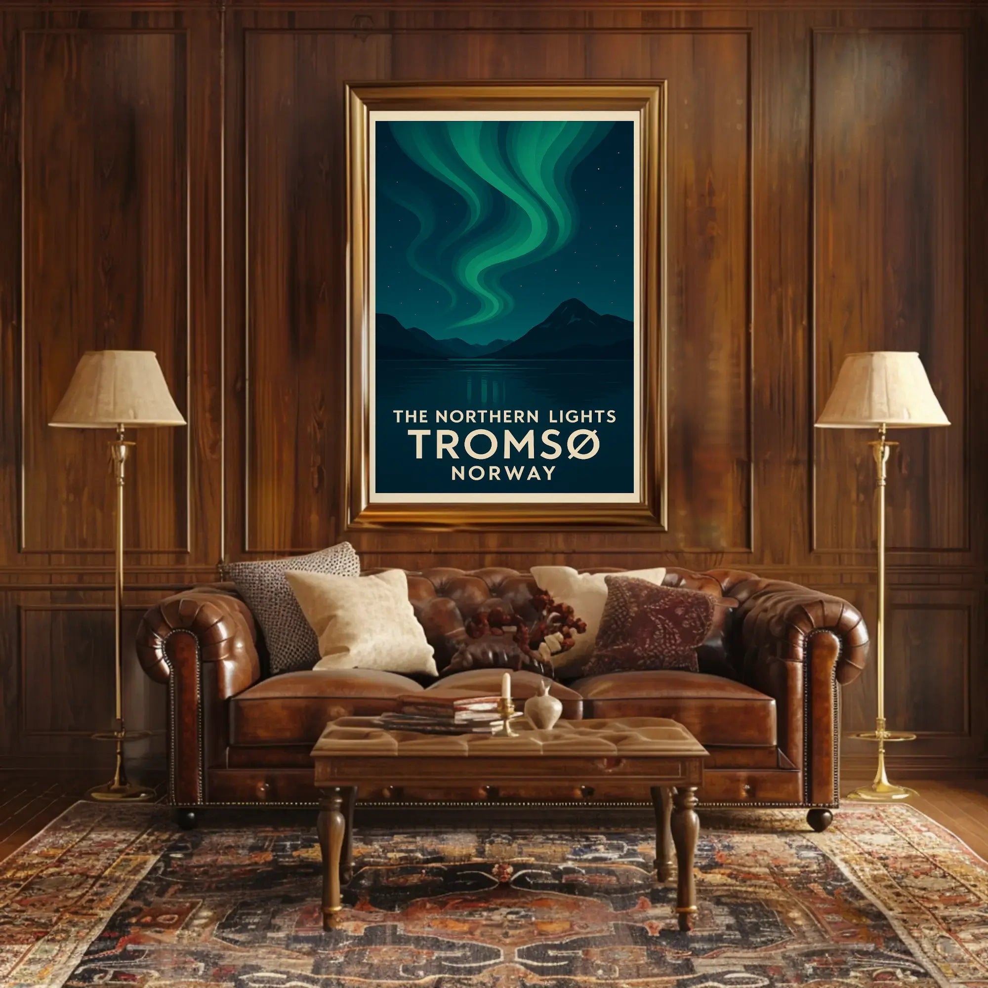 Northern Lights Tromsø Norway Minimalist Travel Poster PosterGoat