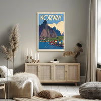 Norway Scenic Coastal Village Vintage Travel Poster PosterGoat