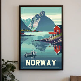 Norwegian Fjord Landscape: Vintage Travel Poster PosterGoat