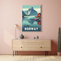 Norwegian Fjord Landscape: Vintage Travel Poster PosterGoat