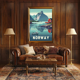 Norwegian Fjord Landscape: Vintage Travel Poster PosterGoat