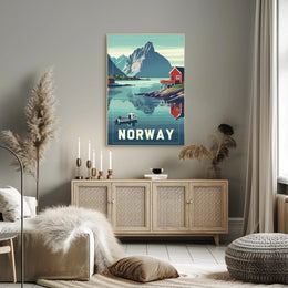 Norwegian Fjord Landscape: Vintage Travel Poster PosterGoat