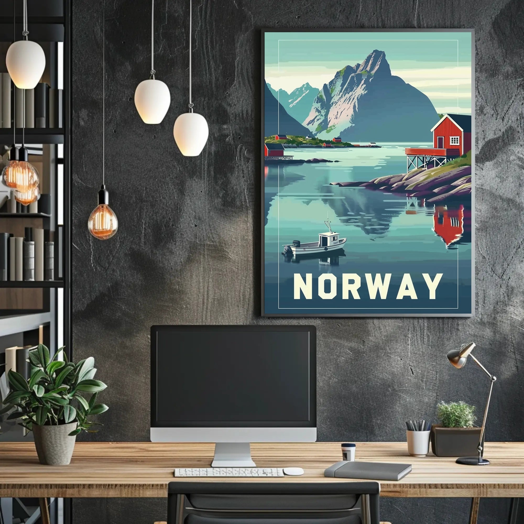 Norwegian Fjord Landscape: Vintage Travel Poster PosterGoat