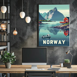 Norwegian Fjord Landscape: Vintage Travel Poster PosterGoat