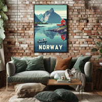 Norwegian Fjord Landscape: Vintage Travel Poster PosterGoat