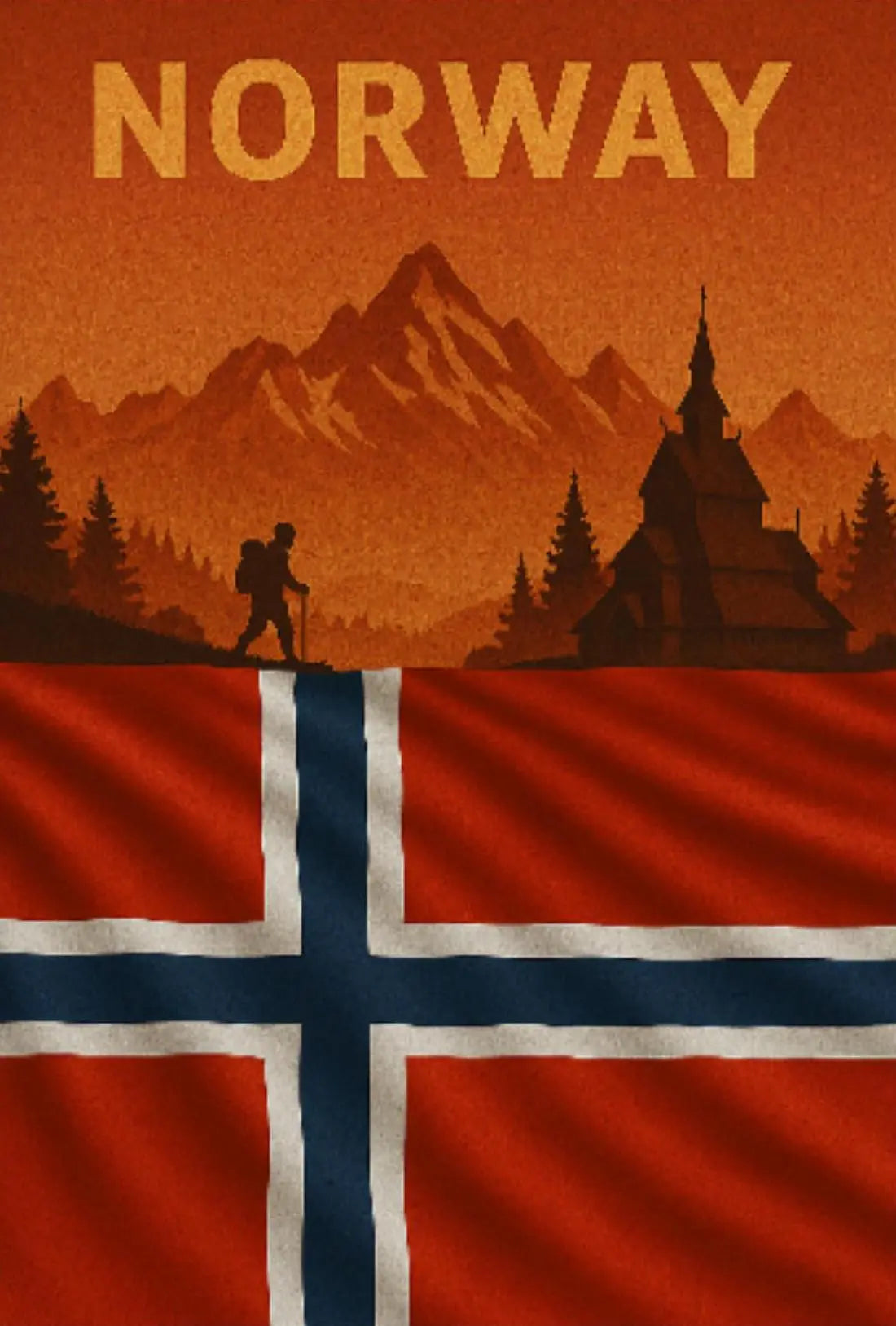 Norwegian Vintage Travel Poster Celebrating Scenic Landscapes and Architecture PosterGoat