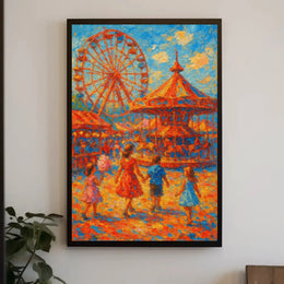 Nostalgic Amusement Park Vibes Artistic Pop Culture Poster PosterGoat