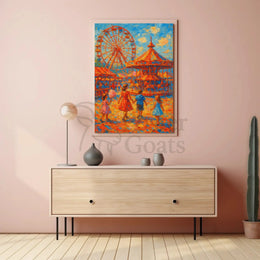 Nostalgic Amusement Park Vibes Artistic Pop Culture Poster PosterGoat