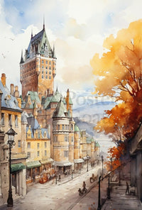 Nostalgic Autumn Urban Scene Heritage Poster PosterGoat