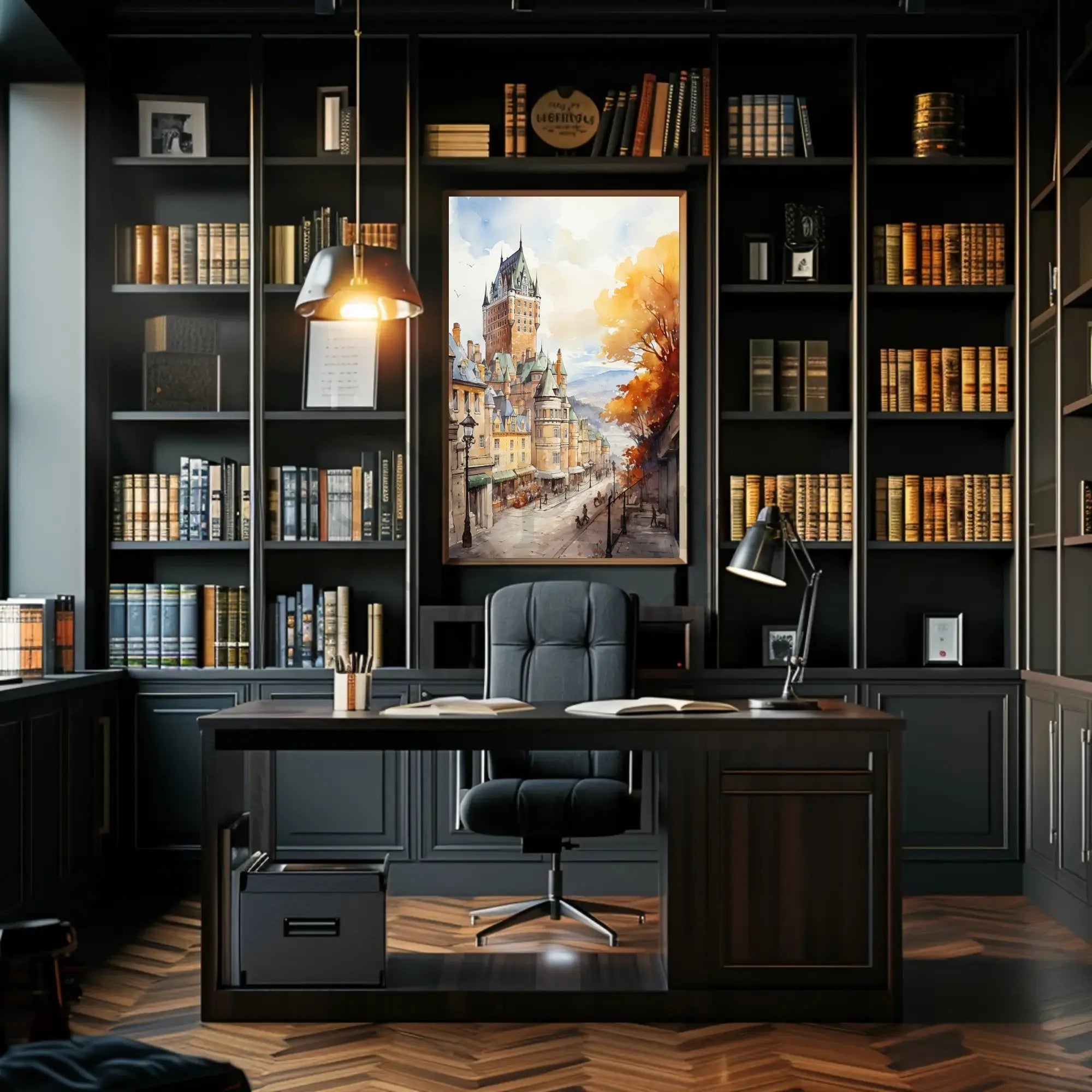 Nostalgic Autumn Urban Scene Heritage Poster PosterGoat