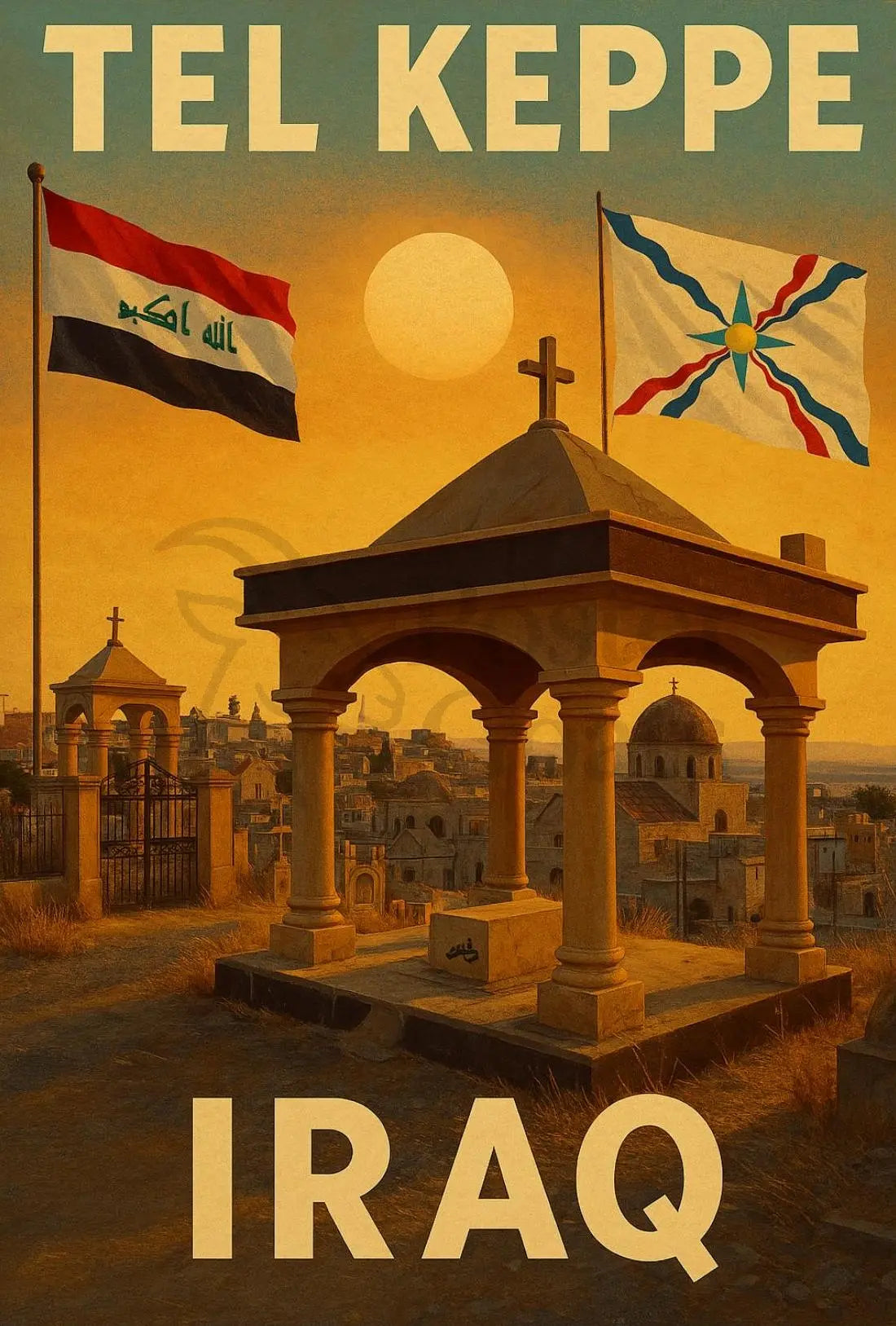 Nostalgic Iraqi Heritage Tel Keppe Cultural or Heritage Poster PosterGoat