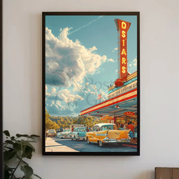 Nostalgic Mid-Century American Diner Scene Artistic Poster PosterGoat