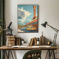 Nostalgic Mid-Century American Diner Scene Artistic Poster PosterGoat