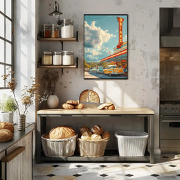 Nostalgic Mid-Century American Diner Scene Artistic Poster PosterGoat