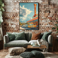 Nostalgic Mid-Century American Diner Scene Artistic Poster PosterGoat