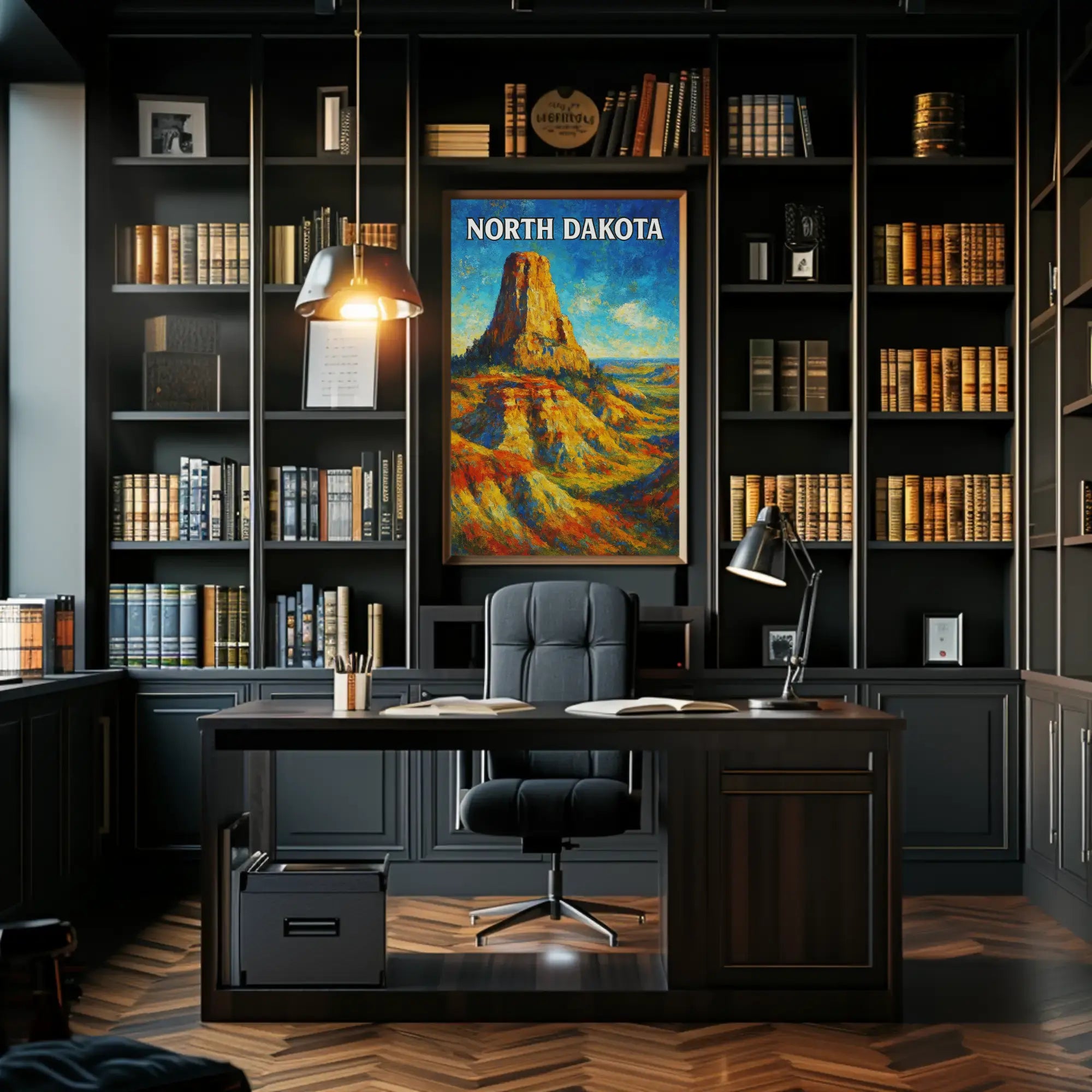 Nostalgic North Dakota Landscape Travel Poster PosterGoat