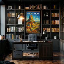 Nostalgic North Dakota Landscape Travel Poster PosterGoat