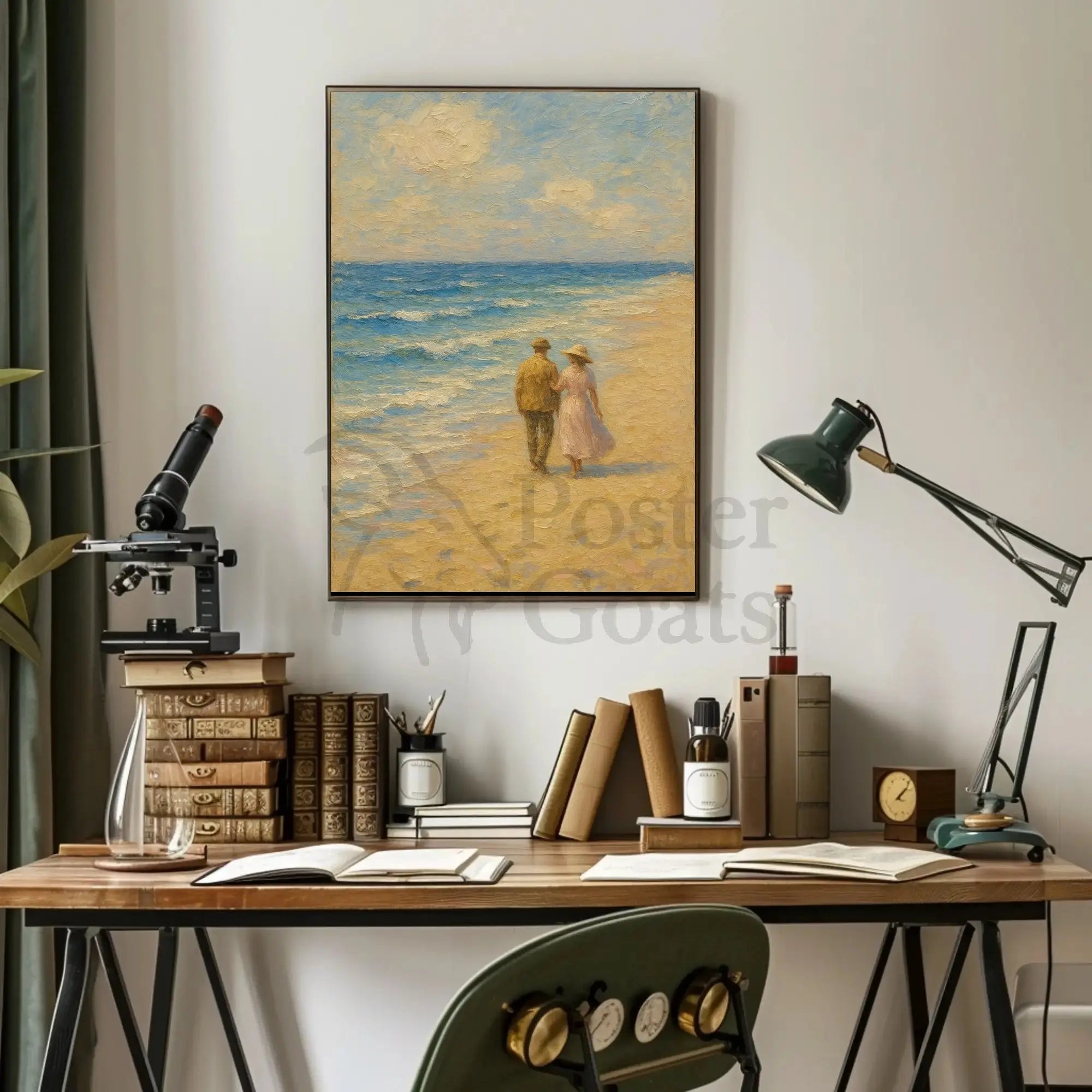 Nostalgic Romance on Shoreline - Cultural or Heritage Poster PosterGoat