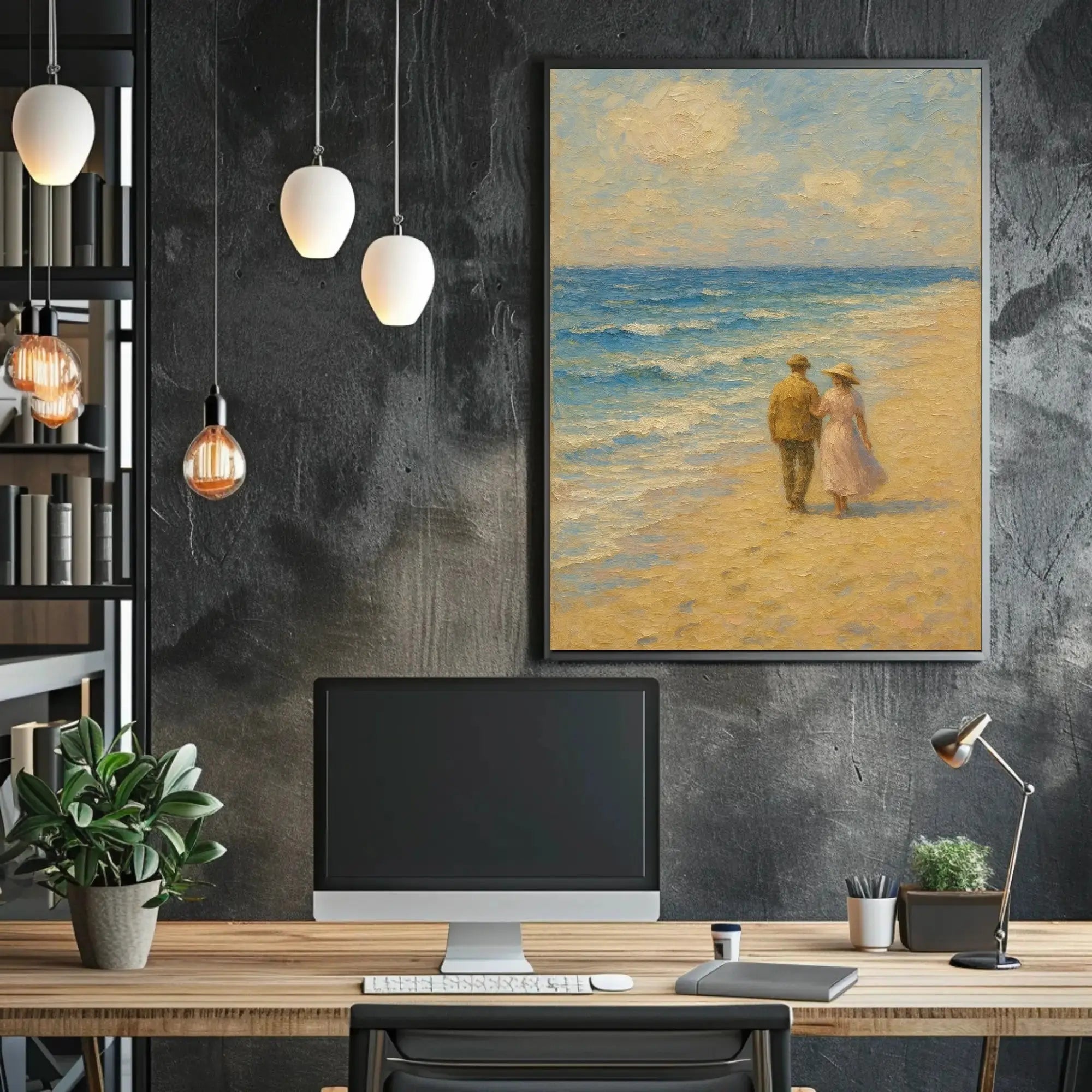 Nostalgic Romance on Shoreline - Cultural or Heritage Poster PosterGoat