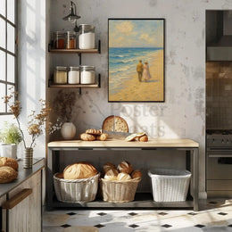 Nostalgic Romance on Shoreline - Cultural or Heritage Poster PosterGoat