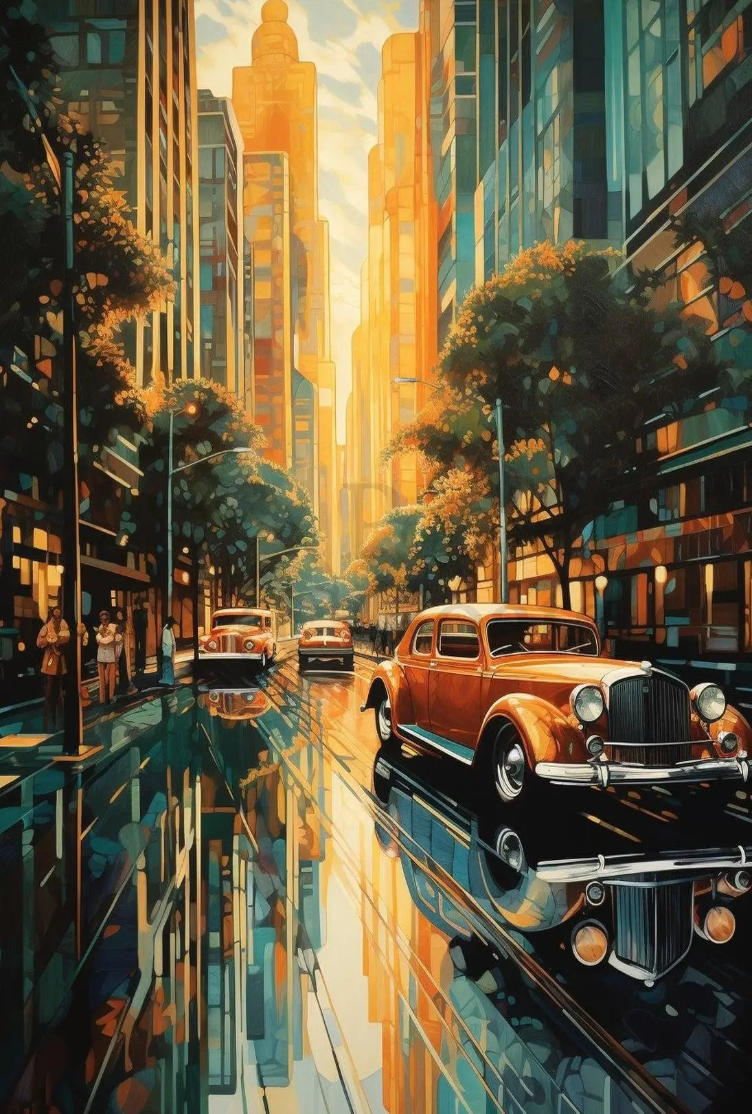 Nostalgic Urban Street Scene 1930s Artistic Poster PosterGoat