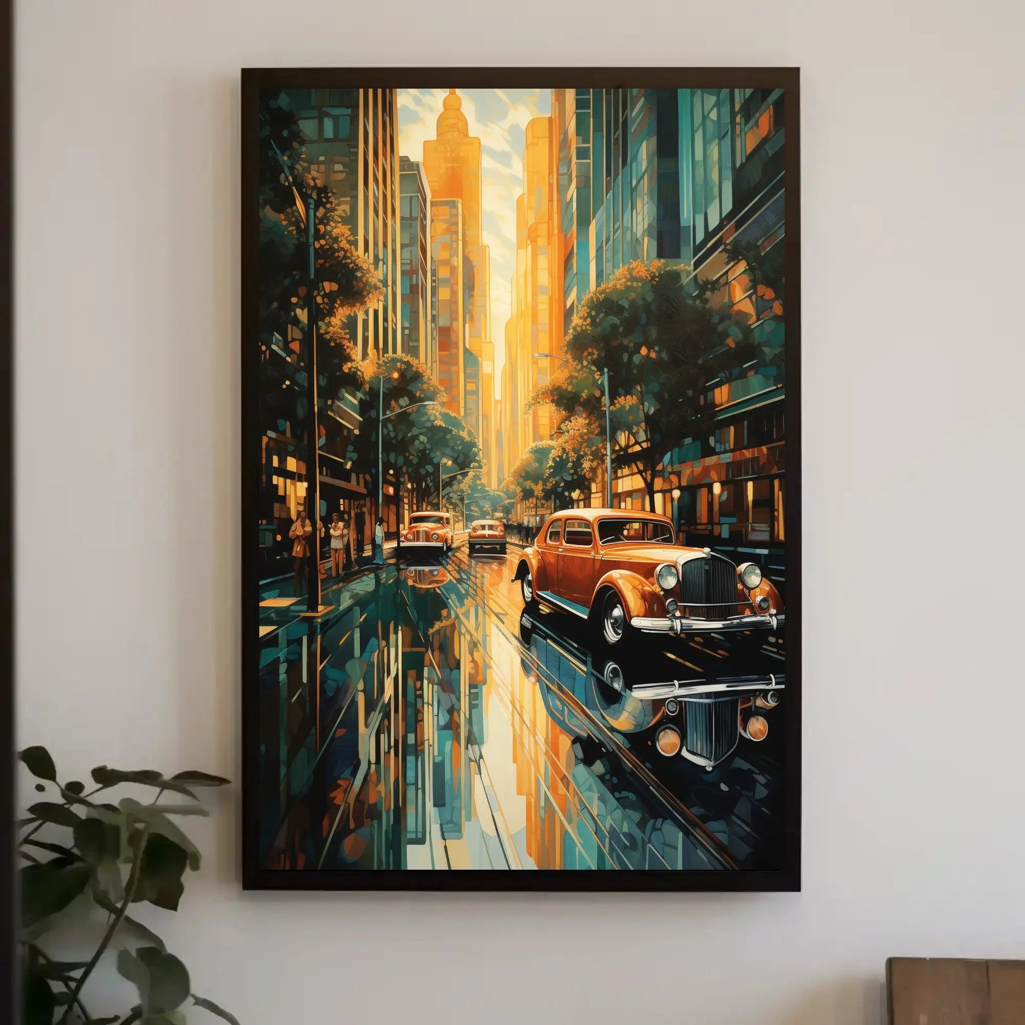 Nostalgic Urban Street Scene 1930s Artistic Poster PosterGoat