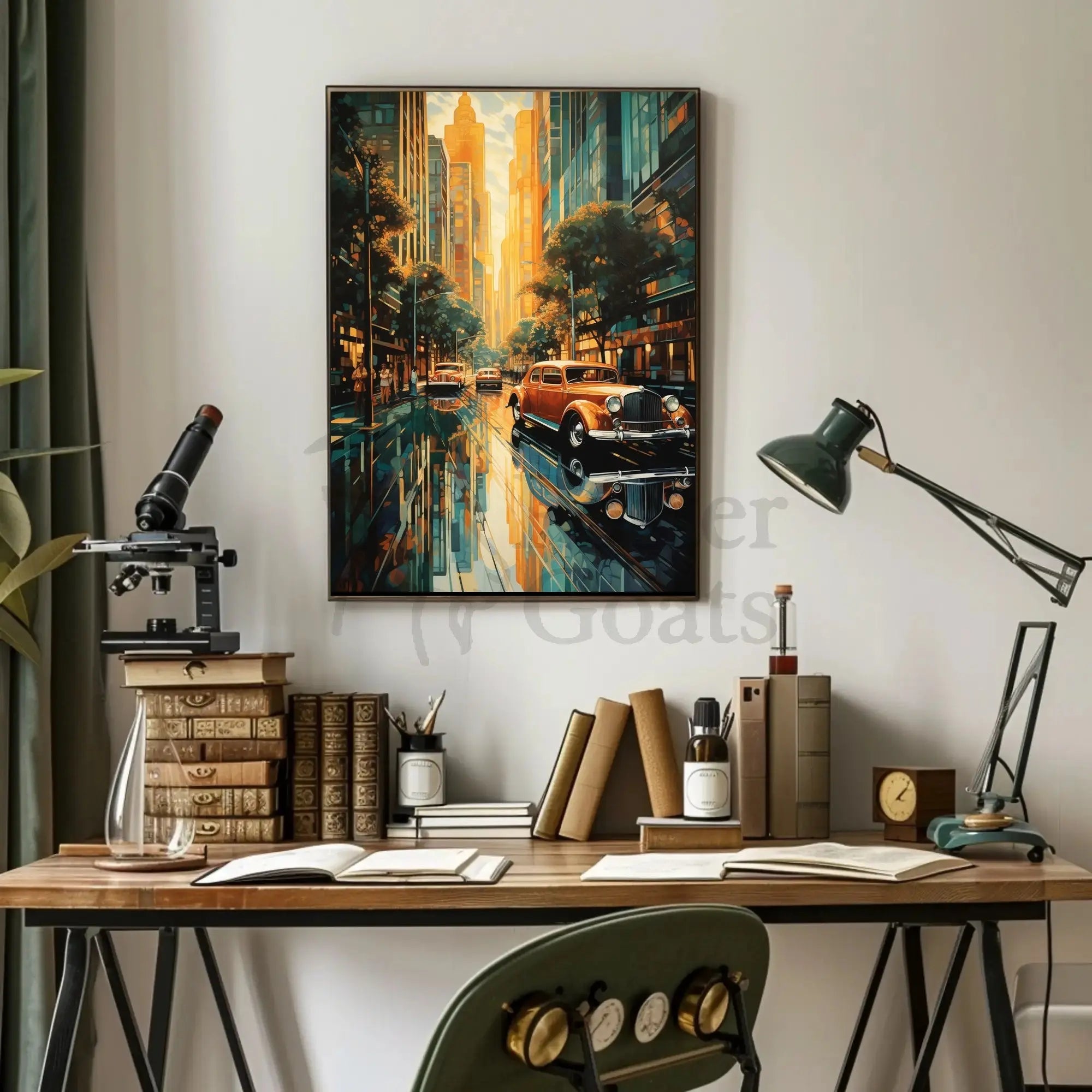 Nostalgic Urban Street Scene 1930s Artistic Poster PosterGoat