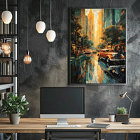 Nostalgic Urban Street Scene 1930s Artistic Poster PosterGoat