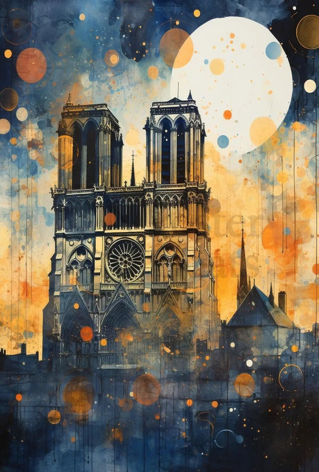 Notre-Dame Cathedral Modernist Artistic Poster PosterGoat