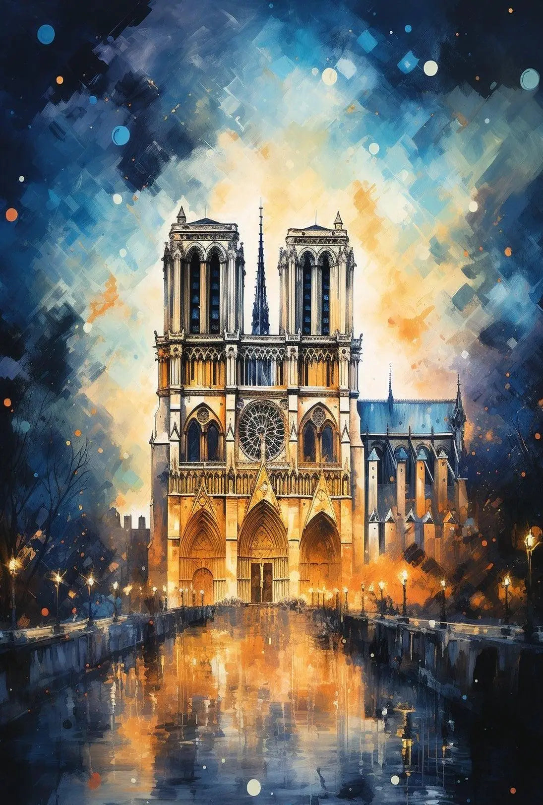 Notre-Dame Cathedral Paris Dreamscape Art Print - Artistic Poster PosterGoat