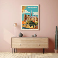 Notre-Dame Cathedral Paris Vintage Poster PosterGoat