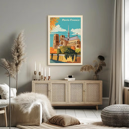 Notre-Dame Cathedral Paris Vintage Poster PosterGoat