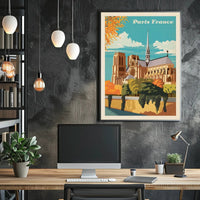 Notre-Dame Cathedral Paris Vintage Poster PosterGoat