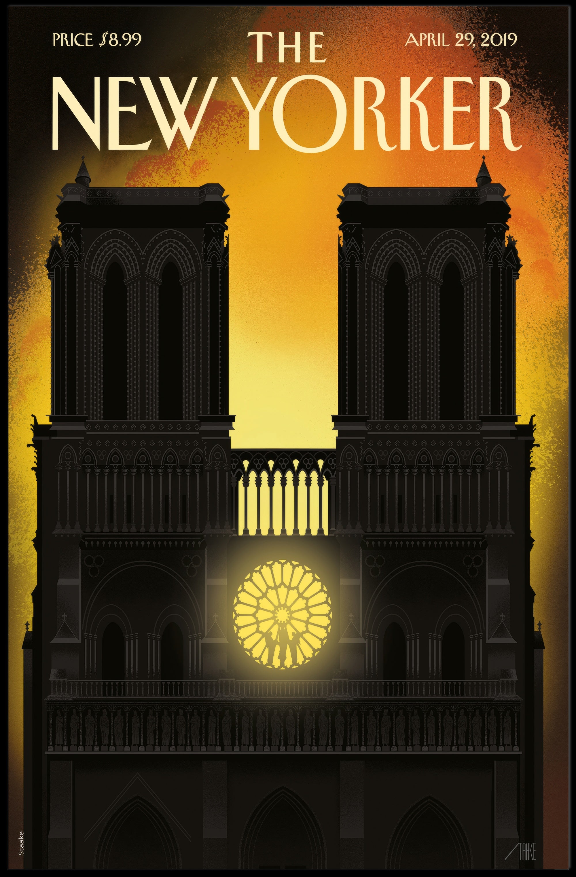 Notre-Dame Silhouette at Sunset, Cultural Poster PosterGoat